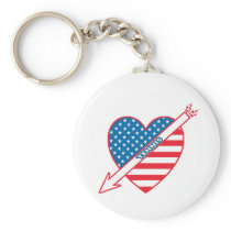 Tennis Patriot Heart Keychain