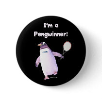 Tennis Penguin Pinback Buttons