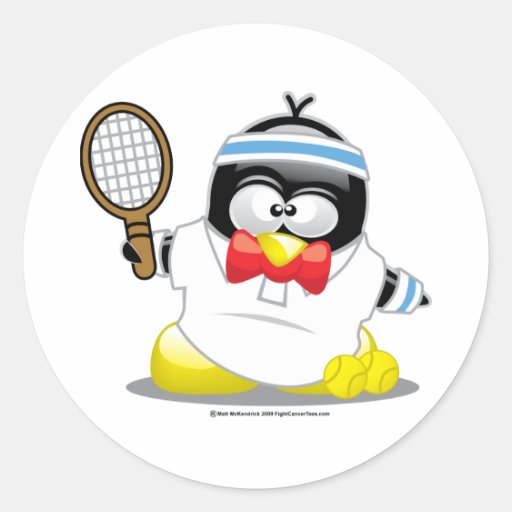 Tennis Penguin Classic Round Sticker Zazzle