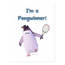 Tennis Penguin Post Card