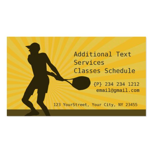 Tennis Player Instructor Sports Business Card Templates (back side)