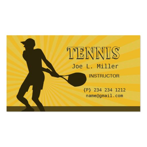 Tennis Player Instructor Sports Business Card Templates (front side)