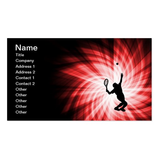 Tennis Player; Red Business Card Templates