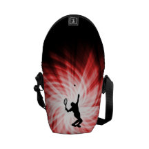 Tennis Player; Red Courier Bags