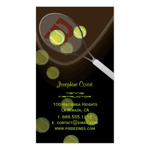 Tennis pro, tennis instructors business cards (back side)