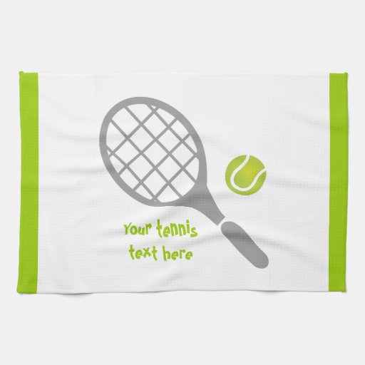 Tennis racket and ball custom hand towels Zazzle