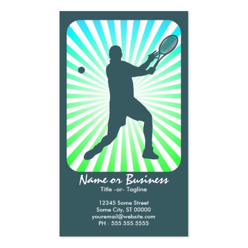 tennis : retro rays : business card template (front side)