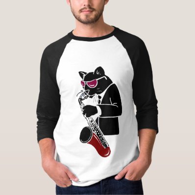 Tenor Sax Cat - Maroon T-shirt