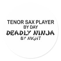 Tenor Sax Deadly Ninja by Night Round Sticker