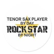 Tenor Sax Rock Star by Night Round Sticker