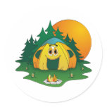 Tent Cartoon Round Stickers