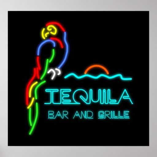 Tequila Bar and Grille Neon Sign Poster Zazzle