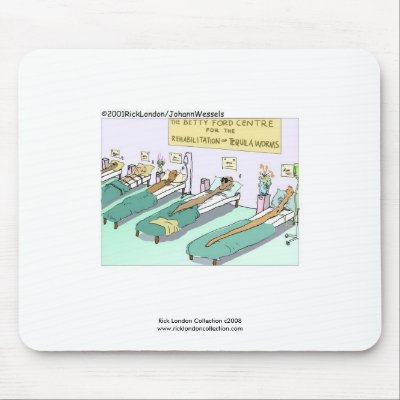 Tequila Worm Rehab Funny Cartoon Mouse Pad by beardiethor123