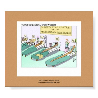 Tequila Worm Rehab Funny Cartoon On Framed Print by beardiethor123