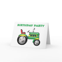 Teriffic Tractor Birthday Invitation Card
