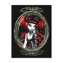 Terra Cameo Red Tattooed Fairy Postcard by mykajelina Terra Cameo Red Tattooed Fairy Postcard
