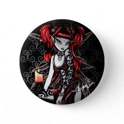 &quot;Terra&quot; Candle Light Tattoo Fairy Pinback Button by mykajelina