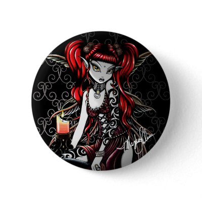 &quot;Terra&quot; Candle Light Tattoo Fairy Pinback Button by mykajelina