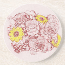 Terra  Cotta Edged Bouquet Beverage Coasters
