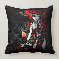 Terra Gothic Red Tribal Tattoo Fairy Throw Pillow pillows