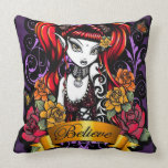 Terra Rose Believe Tattoo Fairy Throw Pillow