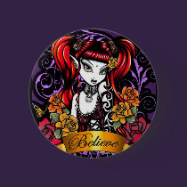 "Terra Rose" Gothic Tattoo Believe Fairy Button buttons