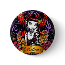 "Terra Rose" Gothic Tattoo Believe Fairy Button
