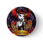 "Terra Rose" Gothic Tattoo Believe Fairy Button
