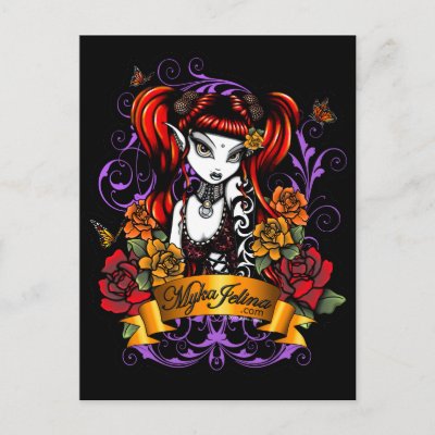 Terra Rose Gothic Tattooed Fantasy Fae Post Cards