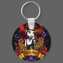 Terra Rose Tattooed Gothic Fae Fantasy Keychain by mykajelina Terra Rose Tattooed Gothic Fae Fantasy Keychain