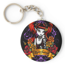 Terra Rose Tattooed Gothic Fae Fantasy Keychain