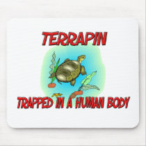 Terrapin trapped in a human body mouse pad