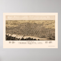 Terre Haute, IN Panoramic Map - 1880 Posters