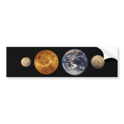 Terrestrial Planet Size Comparison Sticker Bumper Stickers by harlowandcompany