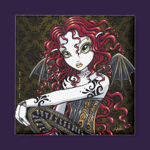 "Terri" Gothic Red Rose Tattoo Fairy Art Magnet magnets