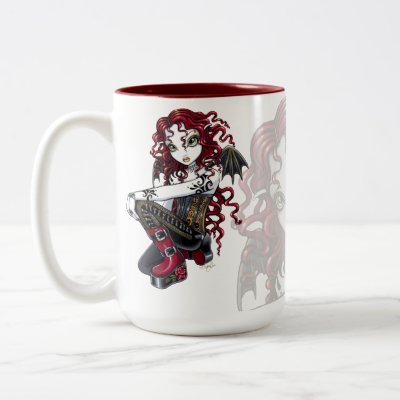 &quot;Terri&quot; Gothic Red Rose Tattoo Fairy Art Mug by mykajelina. "Terri" Gothic Red Rose Tattoo Fairy Art Mug