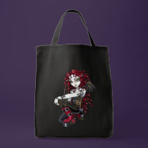 "Terri" Gothic Red Rose Tattoo Fairy Art Tote Bag bags