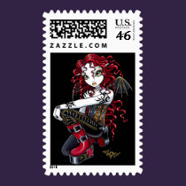Terri Red Tattooed Faerie Postage stamps