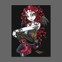 Terri Red Tattooed Faerie Postcard