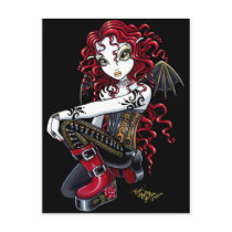 Terri Red Tattooed Faerie Postcard by mykajelina Terri Red Tattooed Faerie Postcard
