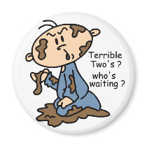 Terrible Two's? Who's Waiting? Baby (BLUE) magnets