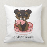 Terrier Pup in Bed (Girl) Throw Pillow