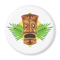 Terrifying Tiki Tropical Statue With Palms Fridge Magnets