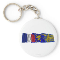Territoire de Belfort, Franche-Comté & France flag Keychain