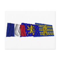Territoire de Belfort, Franche-Comté & France flag Postcards