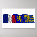 Territoire de Belfort, Franche-Comté & France flag posters
