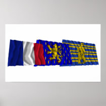 Territoire de Belfort, Franche-Comté & France flag Poster