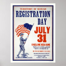 Territory of Hawaii Registration Day July 31 Posters