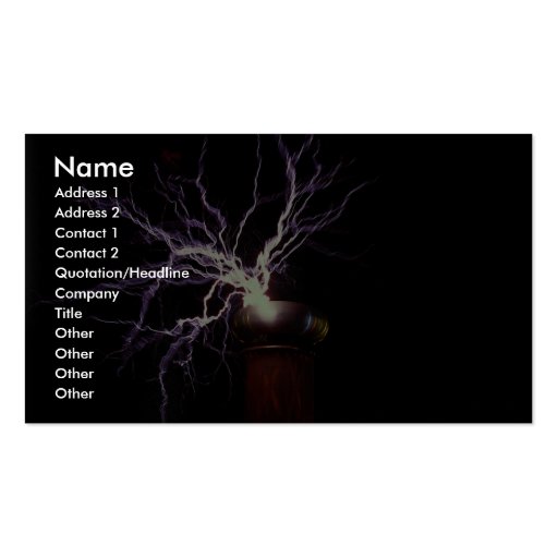 Tesla coil arcing business card templates (front side)