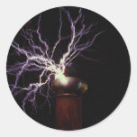 Tesla coil arcing round sticker